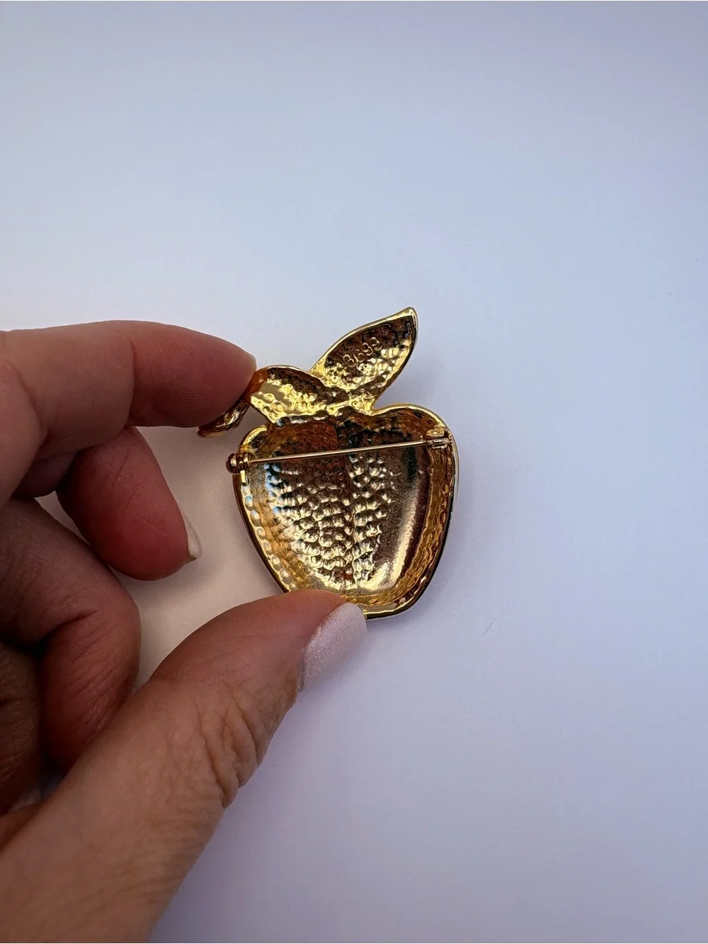 Gold Leaf Red Apple Brooch Pin - Women Jewelry